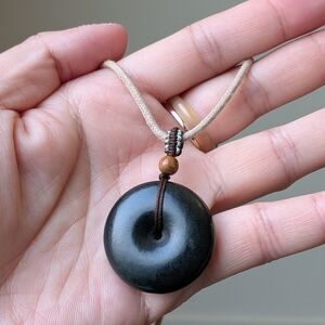 Black Green Jade Pendant Necklace